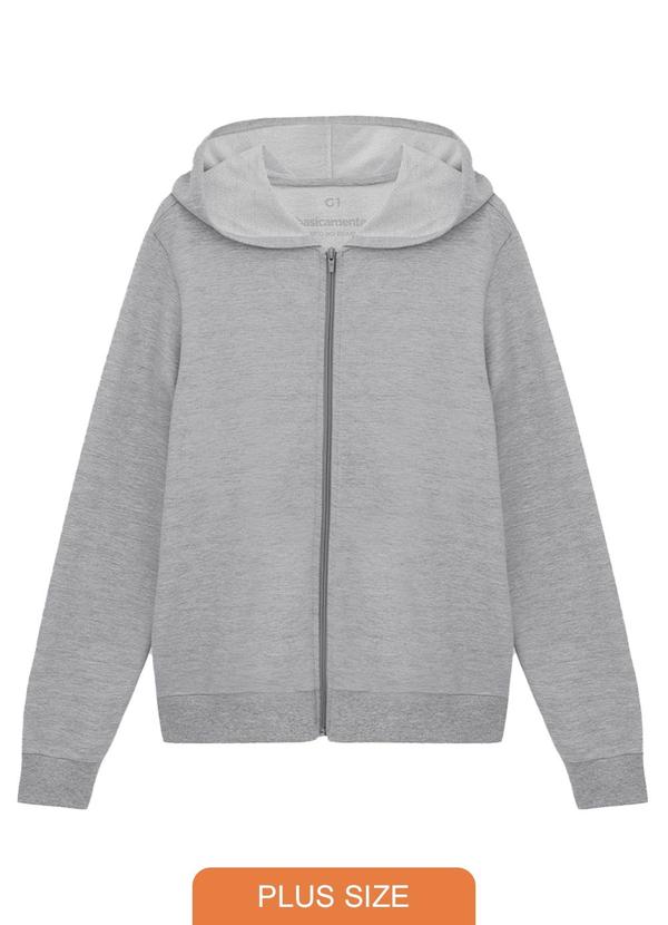 Basicamente - Jaqueta Capuz Plus Masculina Mescla Claro