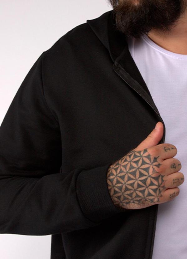 Basicamente - Jaqueta Capuz Plus Masculina Preto 2