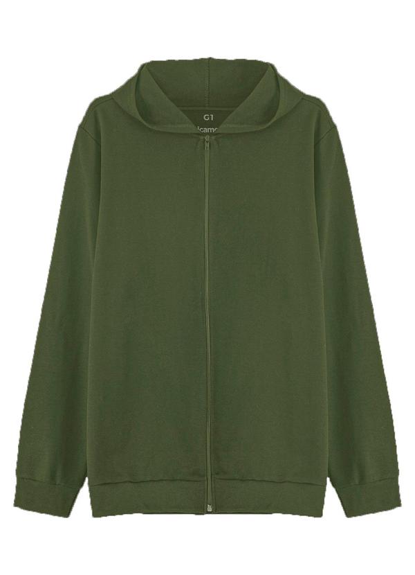Basicamente - Jaqueta Capuz Plus Masculina Verde Militar