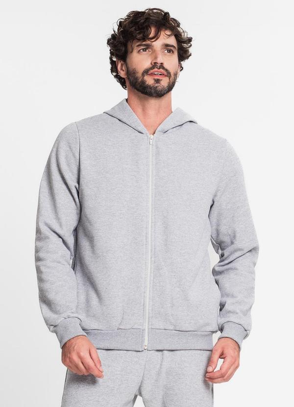 Rovitex Jaqueta com Capuz Masculina em Moletom Cinza