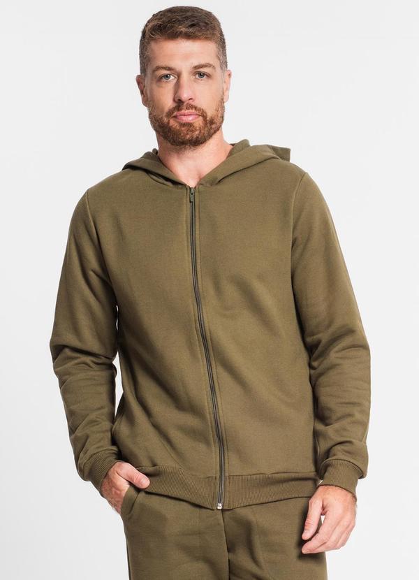 Rovitex Jaqueta com Capuz Masculina em Moletom Verde