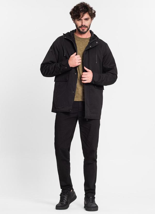 Diametro - Jaqueta com Capuz Masculina em Sarja Preto 3