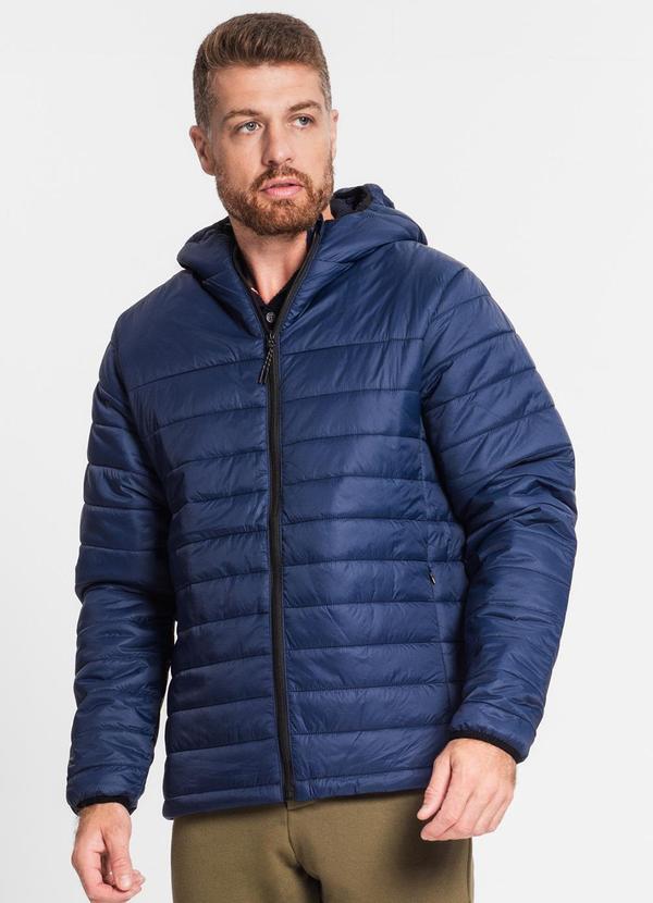 Diametro - Jaqueta com Capuz Microfibra Azul