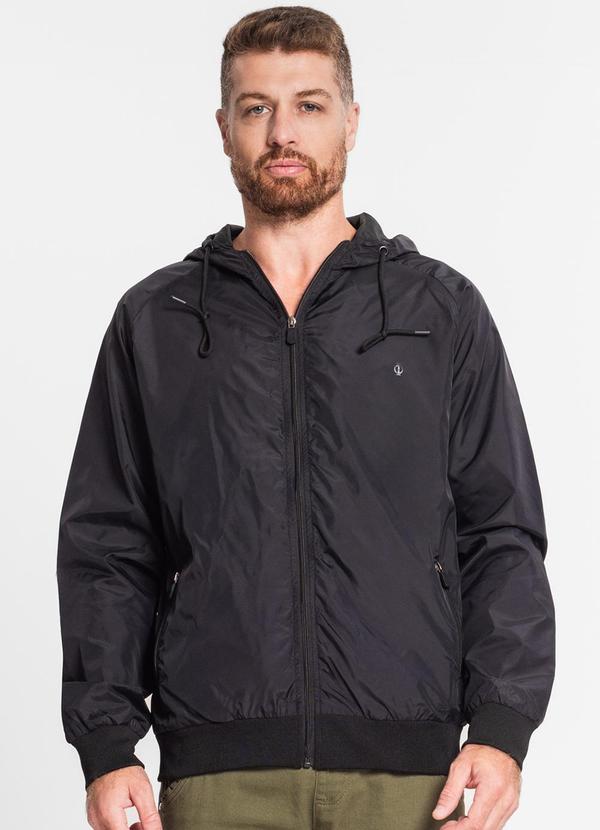 Diametro - Jaqueta com Capuz Microfibra Preto