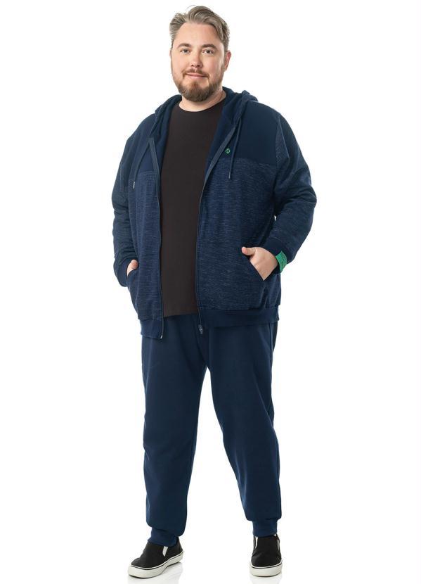 Diametro - Jaqueta com Capuz Moletom Moline Felpa Azul 3