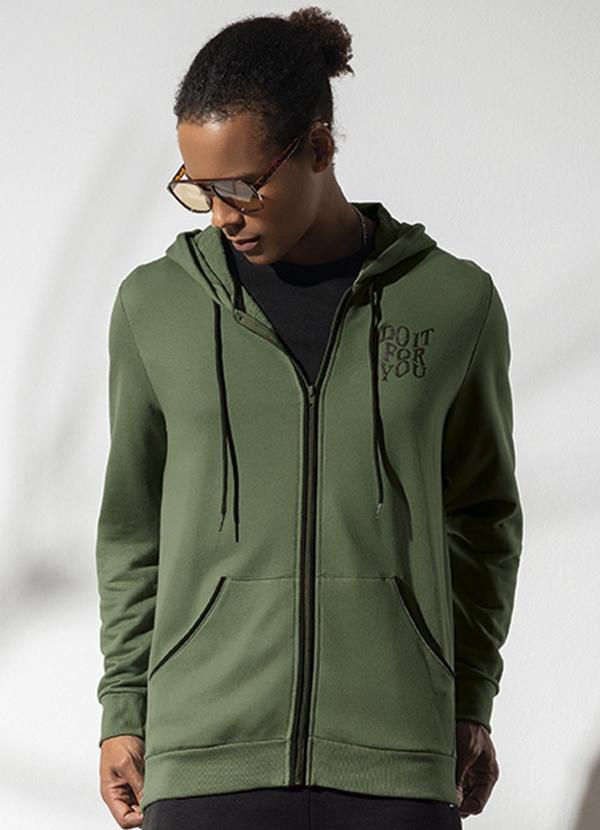 Habana - Jaqueta em Moletom Estampada Masculina Verde