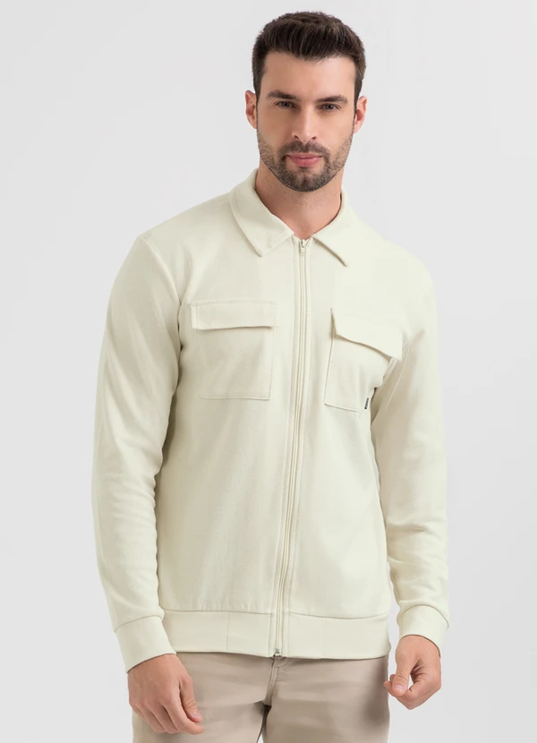 Exco - Jaqueta em Tecido Texturizado Off White