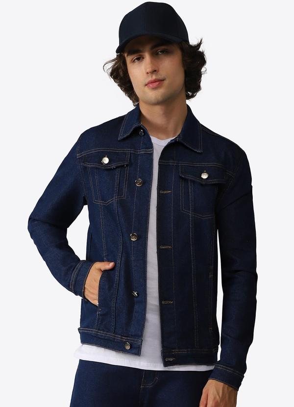 Basicamente - Jaqueta Jeans Masculina Stone Escuro