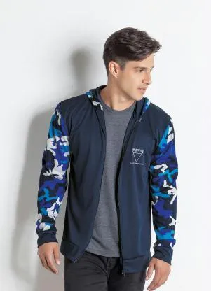 Jaqueta Marinho e Camuflada com Zíper Moda Pop
