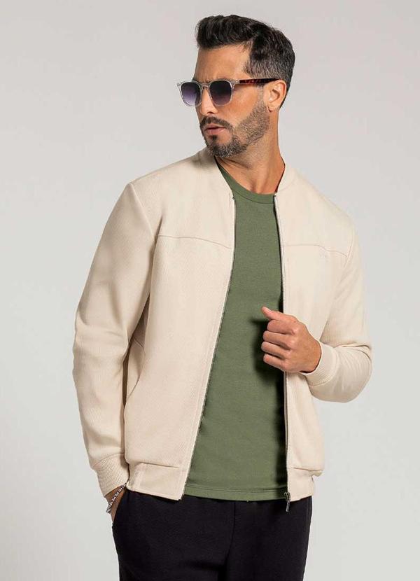 Exco - Jaqueta Masculina Adulta com Bordado Bege