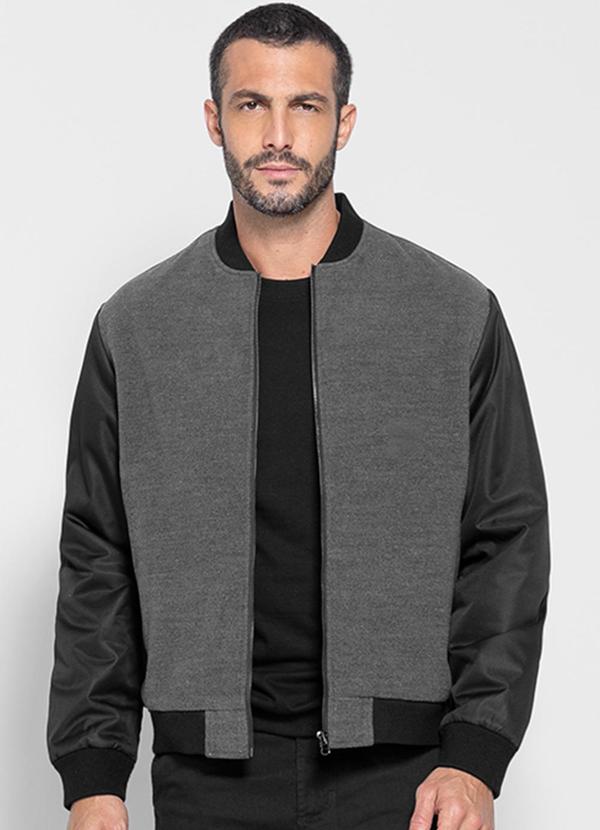 Enfim - Jaqueta Masculina Bomber em Lá Cinza
