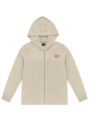 Diametro - Jaqueta Masculina com Capuz em Moletom Bege - DIAMETRO
