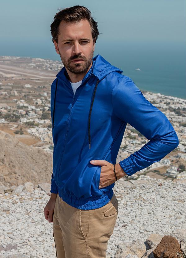 Exco - Jaqueta Masculina com Capuz Removível Azul