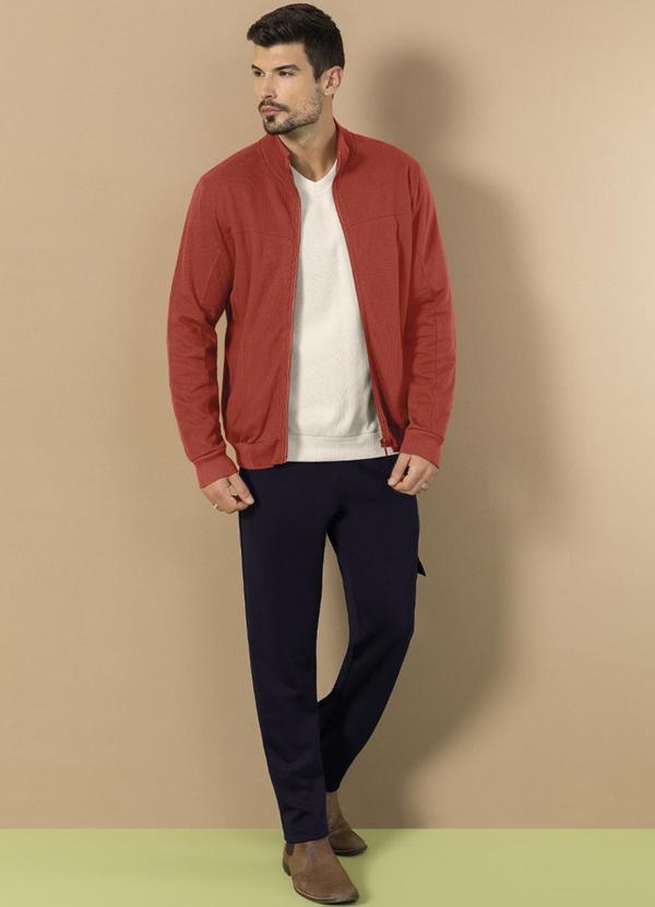 Exco - Jaqueta Masculina com Recortes em Moletom Marrom 2