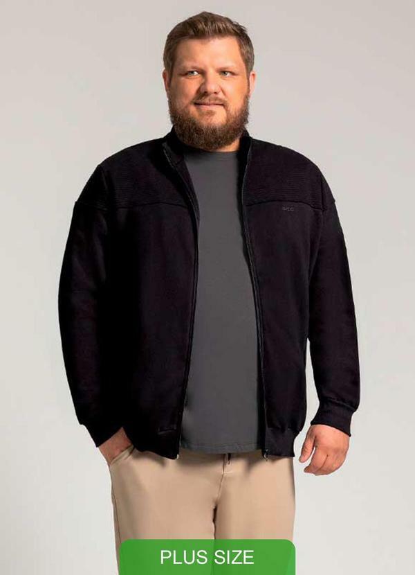 Exco - Jaqueta Masculina com Zíper e Bordado Preto