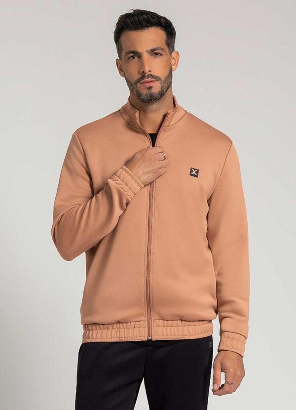 Exco - Jaqueta Masculina de Moletom com Zíper Marrom
