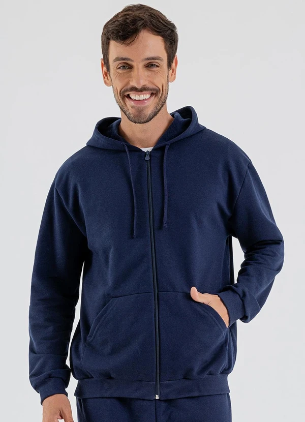 Jaqueta Masculina em Moletom Azul Just Basic