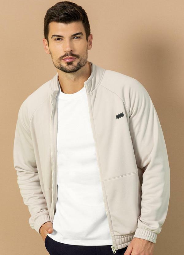 Exco - Jaqueta Masculina em Moletom com Punhos Branco