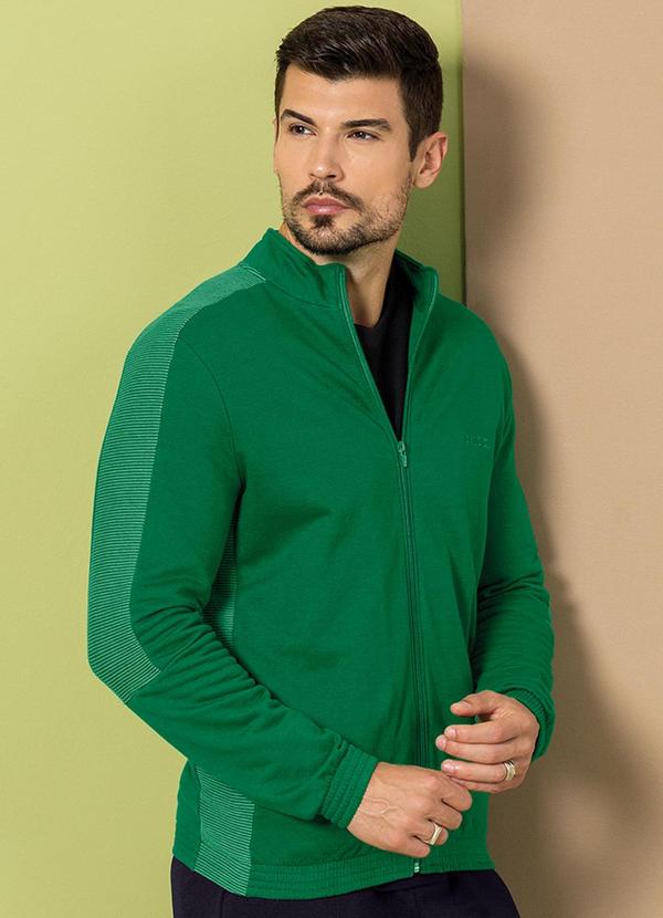 Exco - Jaqueta Masculina em Moletom Peluciado Verde 1