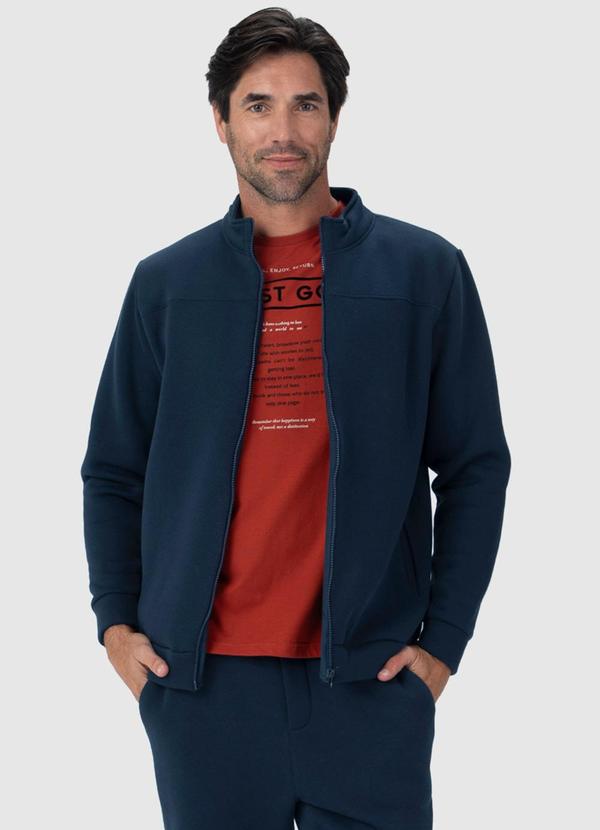 Malwee - Jaqueta Masculina em Moletom Soft Azul