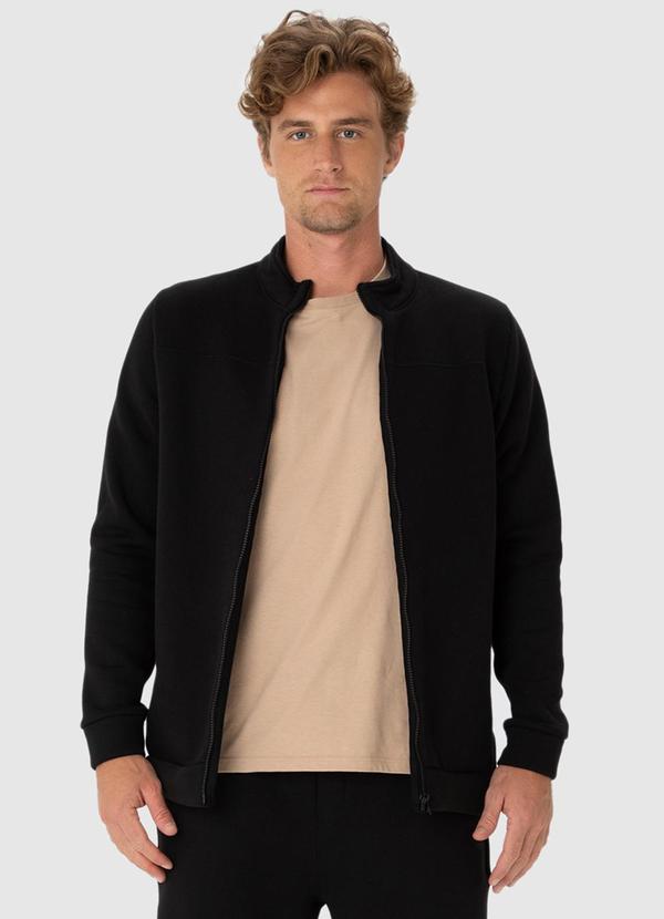 Malwee - Jaqueta Masculina em Moletom Soft Preto