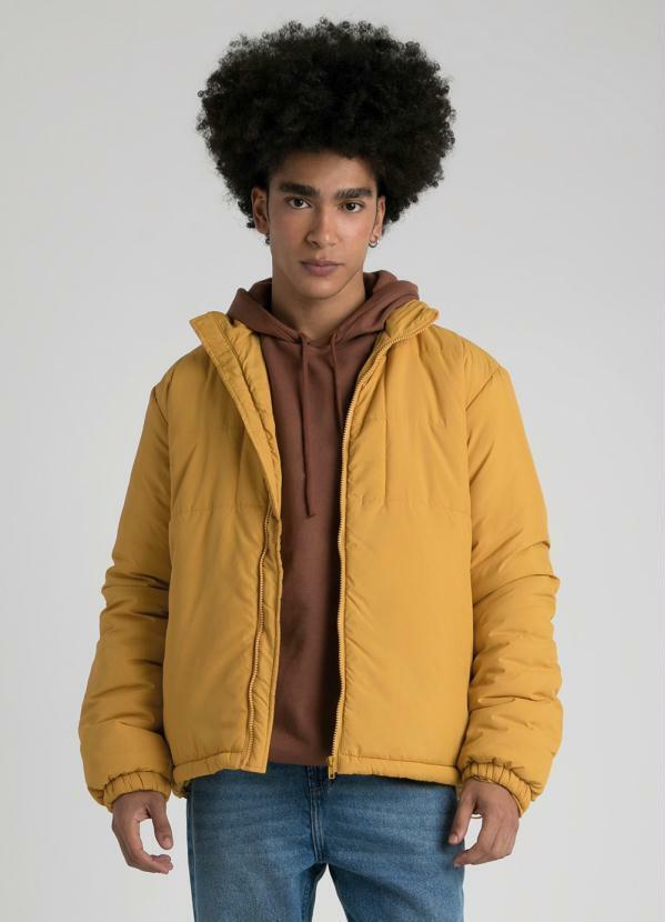 Enfim - Jaqueta Masculina Gola Alta Poliéster Amarelo
