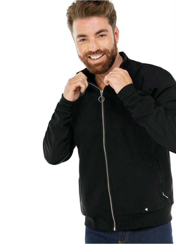 Rovitex - Jaqueta Masculina Gola Alta Preto