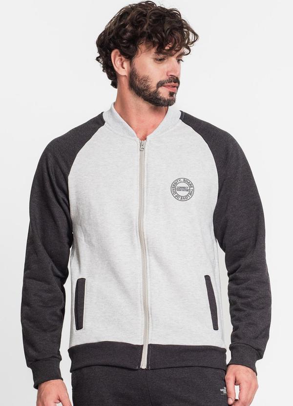 Diametro - Jaqueta Masculina Moletom Cinza