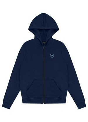 Diametro - Jaqueta Masculina Moletom com Capuz Azul - DIAMETRO