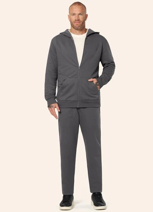 Diametro - Jaqueta Masculina Moletom Peluciado Cinza - DIAMETRO