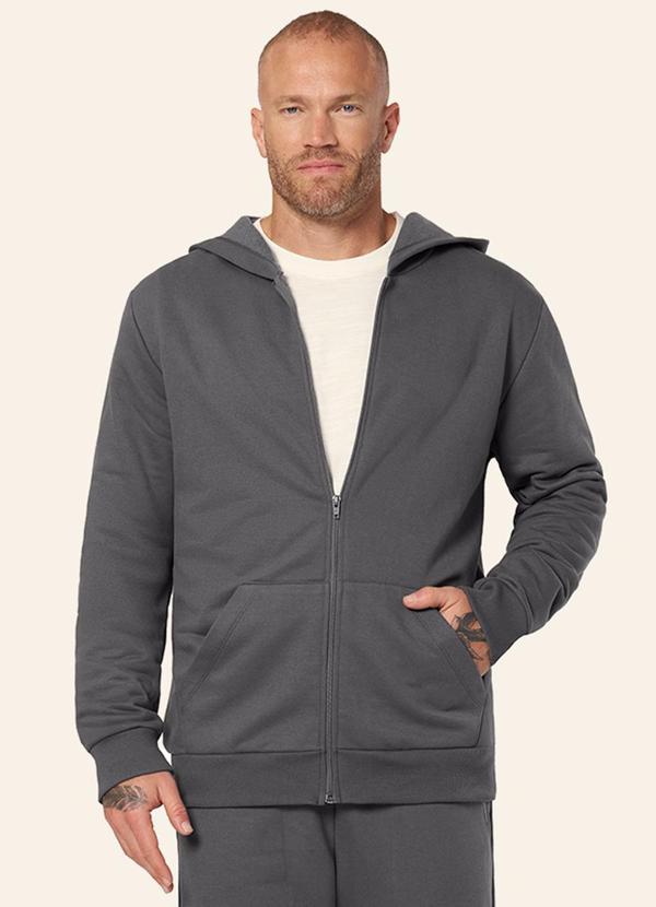 Diametro - Jaqueta Masculina Moletom Peluciado Cinza