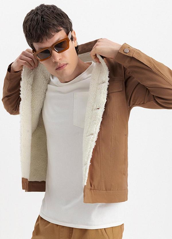 Essendi - Jaqueta Masculina Peluciada Marrom