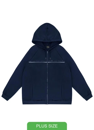 Diametro - Jaqueta Masculina Plus Size com Capuz Azul - DIAMETRO