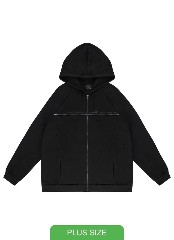 Diametro - Jaqueta Masculina Plus Size com Capuz Preto