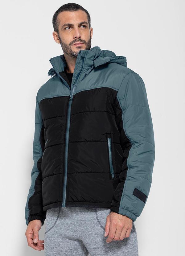 Enfim - Jaqueta Masculina Puffer em Matelassê Azul