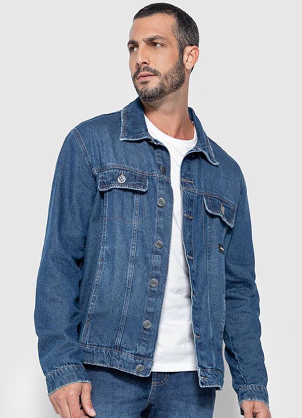 Enfim - Jaqueta Masculina Tradicional Jeans Azul