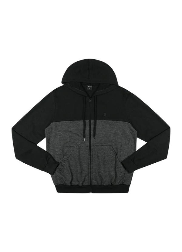 Outlet - Jaqueta Moletom Bicolor Zíper Masculino Preto