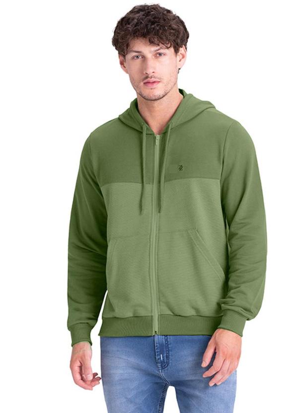 Rezzato - Jaqueta Moletom Bicolor Zíper Masculino Verde