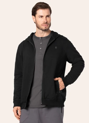 Diametro - Jaqueta Moletom Felpado e Capuz Preto - DIAMETRO