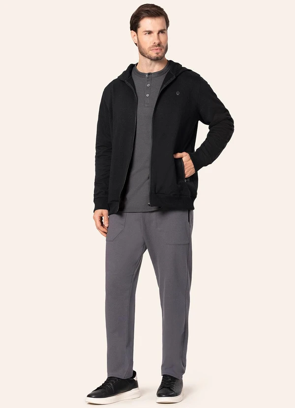 Diametro - Jaqueta Moletom Felpado e Capuz Preto 3