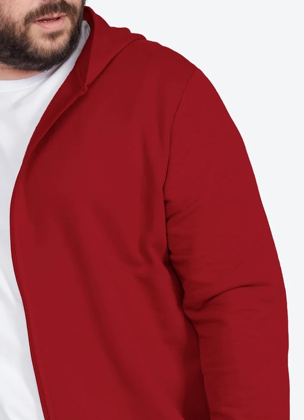 Basicamente - Jaqueta Moletom Flanelado Plus Masculina Marsala 3