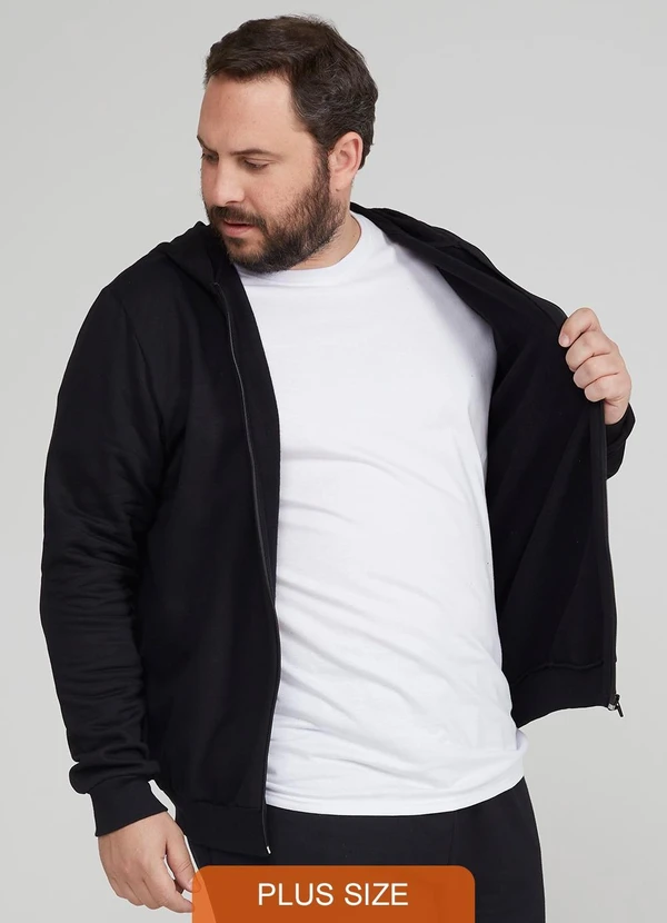 Basicamente - Jaqueta Moletom Flanelado Plus Masculina