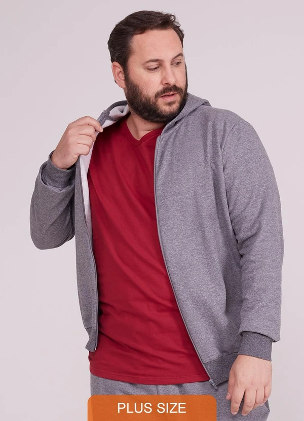 Basicamente - Jaqueta Moletom Flanelado Plus Masculina