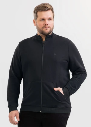 Exco - Jaqueta Plus Size em Moletom Preto - EXCO