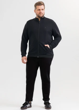 Exco - Jaqueta Plus Size em Moletom Preto - EXCO