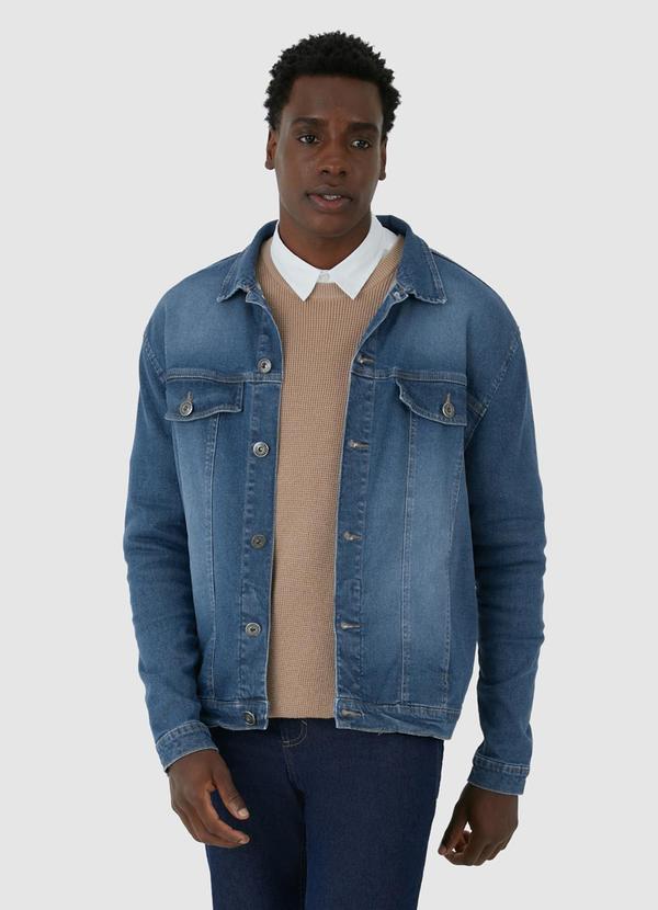 Malwee - Jaqueta Tradicional Jeans Estonada Azul