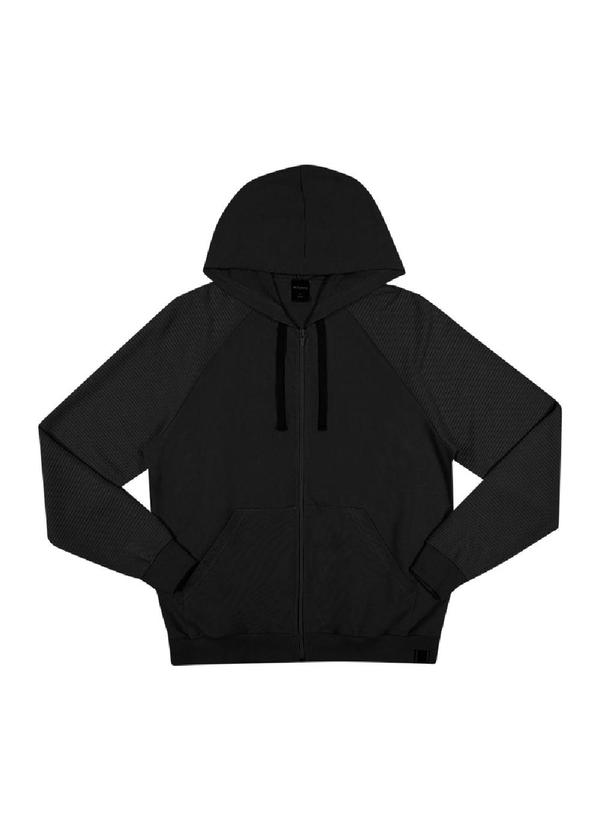 Rezzato - Jaqueta Zip com Mangas Texturizadas Preto