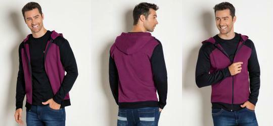 Casaco com Capuz Vinho e Preto