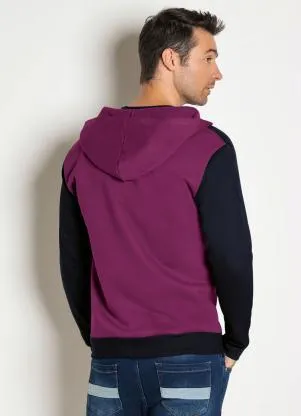 Moda Pop - Casaco com Capuz Vinho e Preto - MODA POP