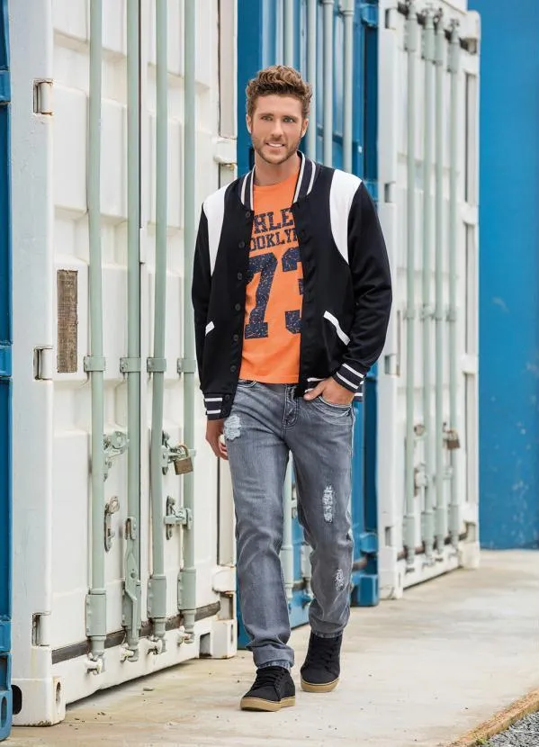 Actual - Casaco Preto e Branco Masculino 5